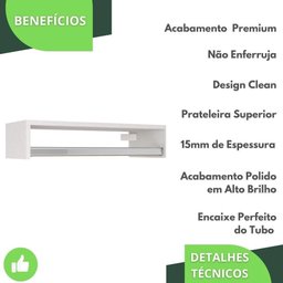 Kit 3 Cabideiros de Parede Arara Porta Roupas Quarto Closet Branco - Straub Web - 4