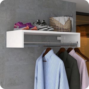 Kit 3 Cabideiros de Parede Arara Porta Roupas Quarto Closet Branco - Straub Web