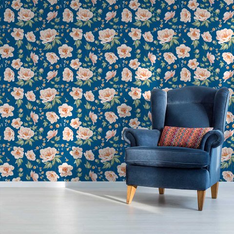 Papel de Parede Floral Retrô 4 Arte Destaque 2,50 Metros