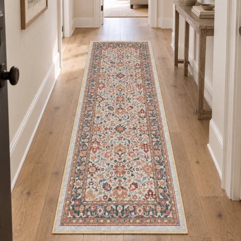 Passadeira Antiderrapante Corredor Persa Belga Classico Miro:06 Vermelho/0,60x1,80m