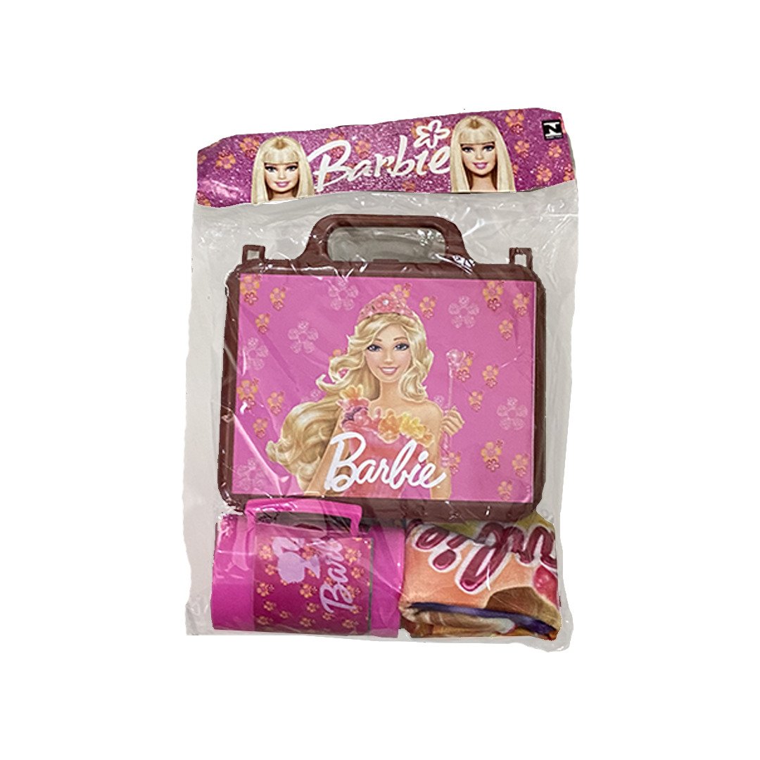 Kit Infantil Barbie c/ 1 Maletinha + 1 Copo + 1 Mini Toalha