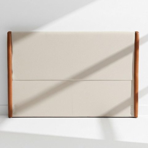 Cabeceira Casal Soft 150cm Frame MDF Courino e Bouclé Caramelo Off White Sallar Home