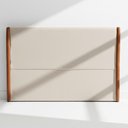 Ver imagem 1 de Cabeceira Casal Soft 150cm Frame MDF Courino e Bouclé Caramelo Off White Sallar Home