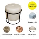 Ver imagem 4 de Puff de Ferro Decorativo Redondo para Sala Argola Ariel Bege:preto/veludo