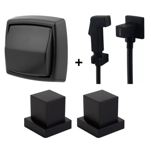 Kit Ducha Higienica Preta 2 Acabamento Registro + Descarga