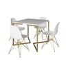 Mesa Jantar Industrial Quadrada 90Cm Branca Base V Com 4 Cadeiras Brancas Base Dourada Cor: Branco - 6