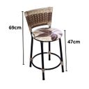 Ver imagem 2 de Kit 4 Banquetas Baixas Preta com Encosto Junco Capuccino Assento Floral Marrom