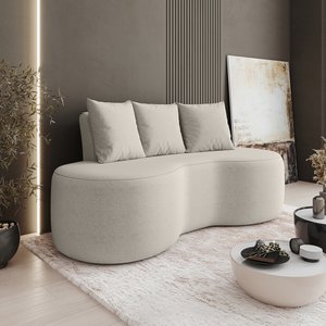 Sofá Orgânico Curvo Ibiza 1,60m 2 Lugares com Almofadas Bouclé