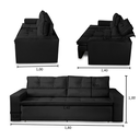Ver imagem 2 de Sofá Retrátil 3 Lugares com Molas 1,80m Vera Suede Preto