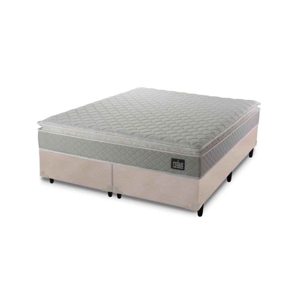 Cama Box Queen+ Colchão Strong D45 One Face Bege 158x198x63cm Suporta até 150kg por Pessoa