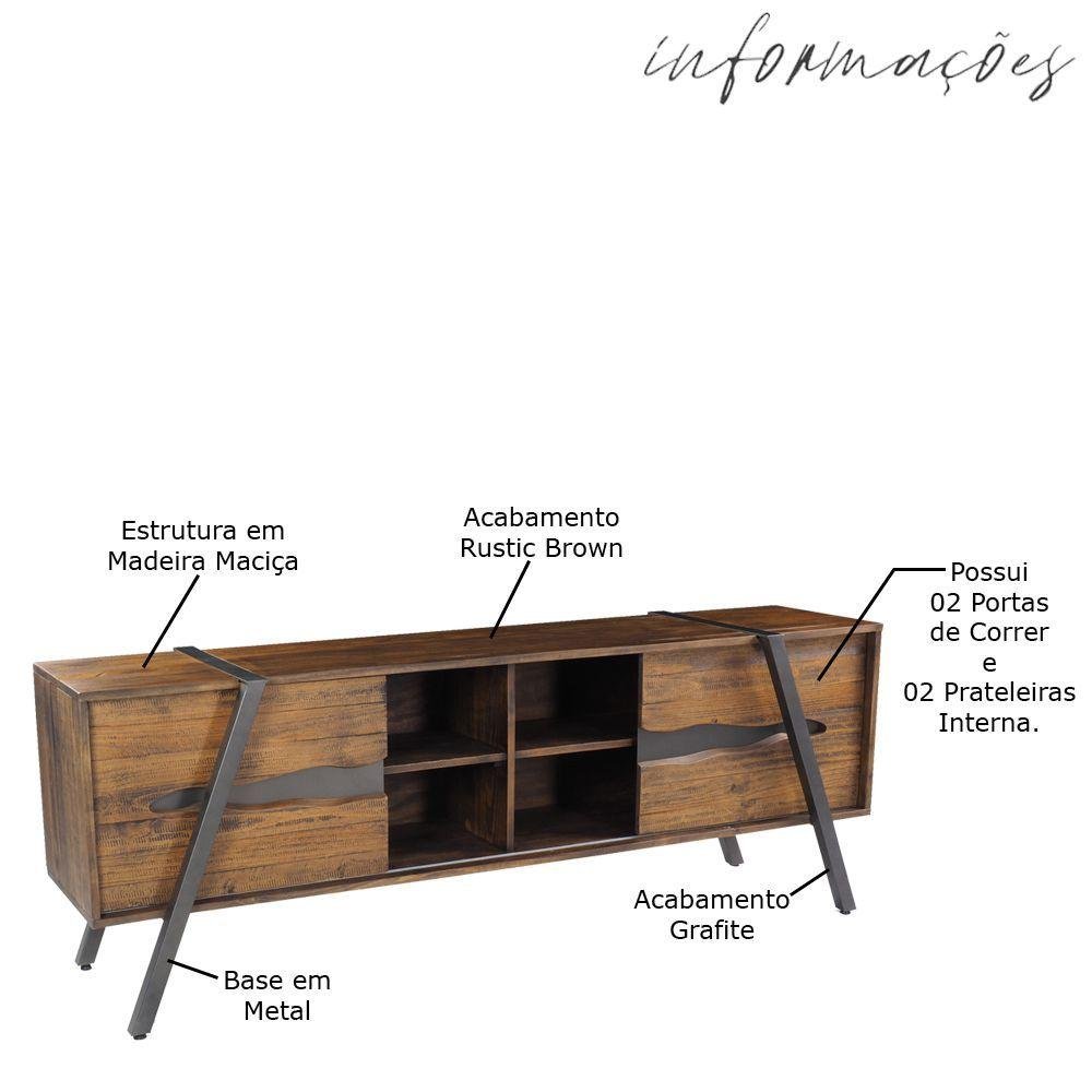 Rack Bancada para Tv até 70' 02 Portas Madeira Maciça | MadeiraMadeira