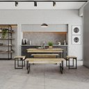 Ver imagem 3 de Mesa de Jantar com 2 Bancos e 2 Banquetas Industrial Tub Carvalho / Est.preta