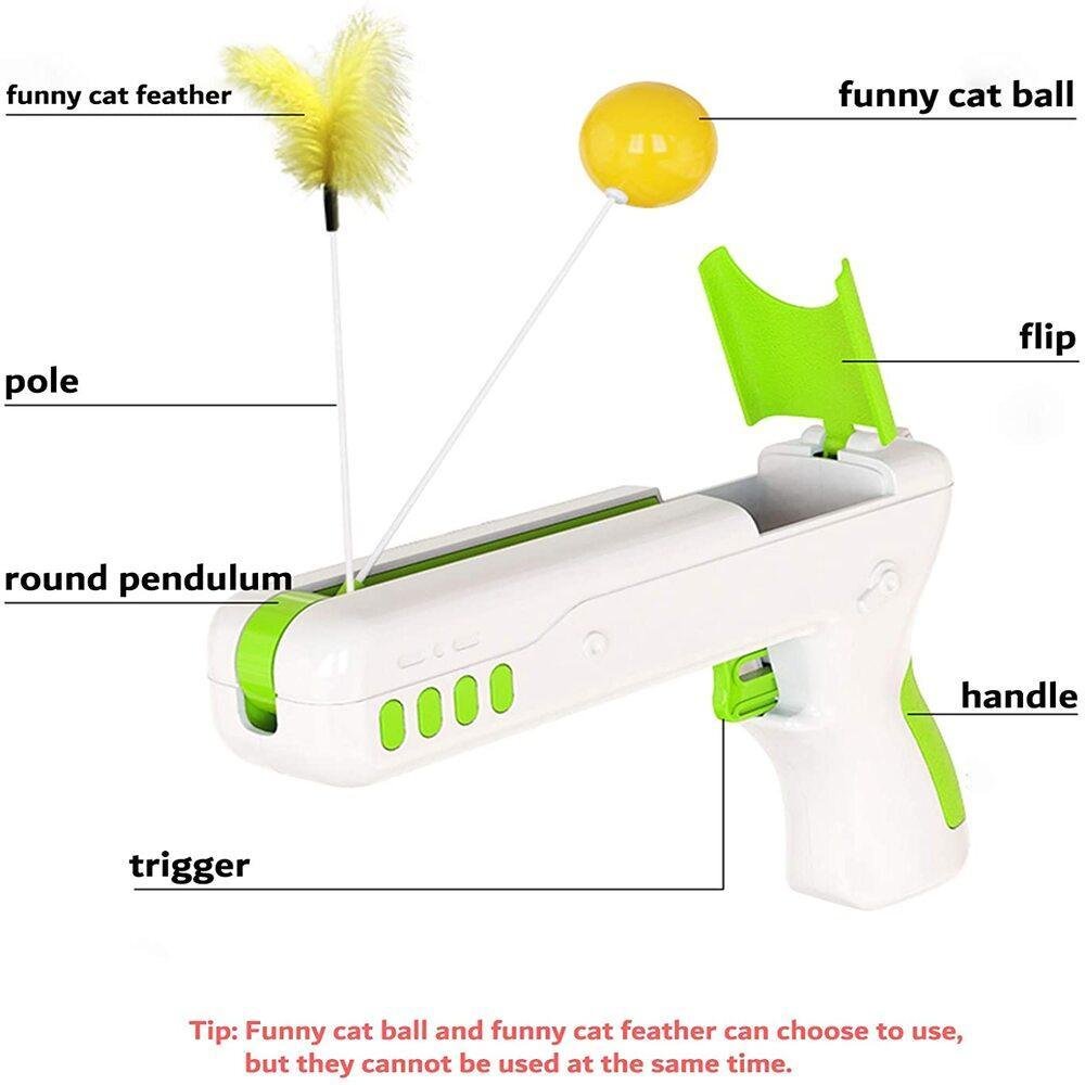 BRINQUEDO 2 EM 1 DIVERSAO INTERATIVO PARA GATO LANÇADOR DE BOLINHA E PENA DIVERTIDA EXERCICIO - 7