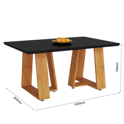 Mesa de Jantar Luxo 120x80 com Estrutura em Mdf Nobre Acamento em Vidro Temperado:preto - 3