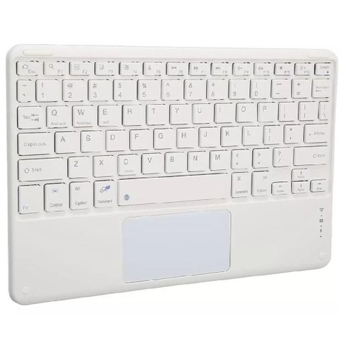 Kit Teclado e Mouse Touchpad para Tablet Bluetooth Recarregável Branco
