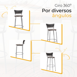 Kit 2 Banquetas Alta Vime Junco Degradê Sacada Àrea Gourmet Balcão Ilha Bancada bar piscina Cozinha - 5
