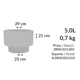 Vaso de Polietileno Redondo LOFT S / SUPORTE tam 29 x 21 cm Vasart cor Antique Preto - 2