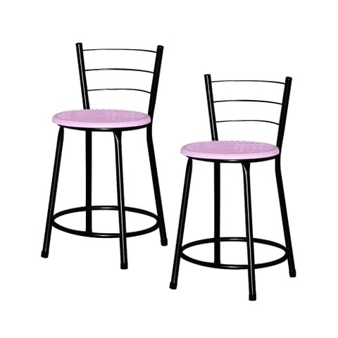 Jogo 2 Banqueta Baixa Ratan Preta Cristal Lamar Design Banqueta Ratan Cristal Lilás
