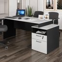Ver imagem 1 de Escrivaninha Mesa de Escritório 172cm 2 Gavetas Multimóveis Cr25309 Cinza Preto