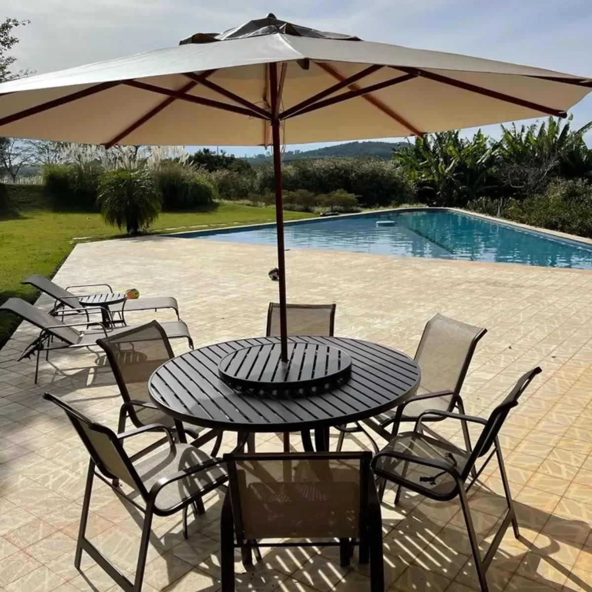 Ver imagem 3 de Mesa de Alumínio 1,40 Giratória + 6 Cadeiras Piscina Jardim