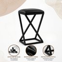 Ver imagem 2 de Kit 2 Banquetas 50cm Moderno Assento Couro Sintético Base em Z sem Encosto Fixo Preto Isa Estofados