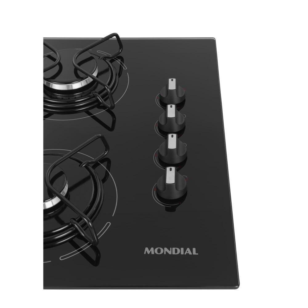 Cooktop à Gás Mondial 4 Bocas Mesa de Vidro Temperado Preto Ctg01