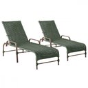 Ver imagem 1 de 02 Espreguiçadeiras Reclinável Catar Marrom Corda Náutica Verde