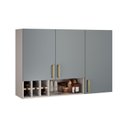 Ver imagem 4 de Armário de Cozinha 3 Portas 120cm Nicho Garrafeiro 100% MDF Dobradiças Slow Motion Essence Itatiaia Cinza/Fendi/Gris