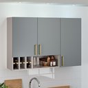 Ver imagem 1 de Armário de Cozinha 3 Portas 120cm Nicho Garrafeiro 100% MDF Dobradiças Slow Motion Essence Itatiaia Cinza/Fendi/Gris