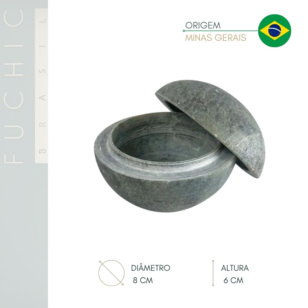 Caixa Bola Pedra Sabão Mg 8cm Fuchic Brasil Caixa Pedra Sabão - 4