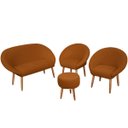 Ver imagem 1 de Kit Recepção 2 Poltronas 1 Namoradeira com Puff Resistente para Sala de Espera Decor Tecido Veludo