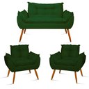 Ver imagem 1 de Kit Namoradeira Opala + 2 Poltronas para Sala Balaqui Decor Cor:verde