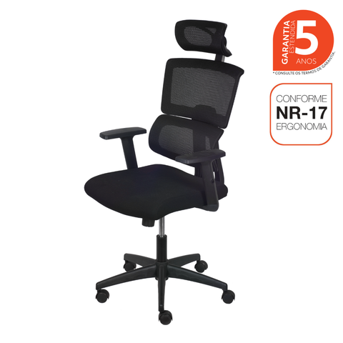 Cadeira Escritório Presidente Ergonômica NR17 Tela Mesh Atlanta