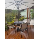 Ver imagem 3 de Cadeira Poltrona Cactos Bege em Tela Sling Alumínio com Braço Madeira