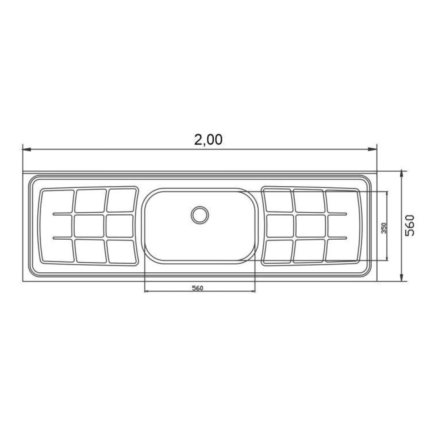 Pia de Cozinha de 200cmx56cm Concretada e Escorredor Plus 30 e Válvula Inox 3.1/2 Pino - 3