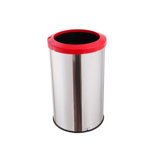 Lixeira Para Cozinha 35 Litros Aro Esmaltado Cesto Lata De Lixo - Vermelho