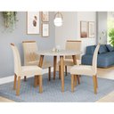 Ver imagem 1 de Sala de Jantar Dani com Vidro 109cm com 4 Cadeiras Juliana Wood Marrom/Madeira/Off White/Nude