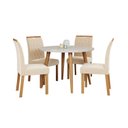 Ver imagem 2 de Sala de Jantar Dani com Vidro 109cm com 4 Cadeiras Juliana Wood Marrom/Madeira/Off White/Nude