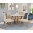 Ver imagem 1 de Sala de Jantar Dani com Vidro 109cm com 4 Cadeiras Fernanda Marrom/Madeira/Off White/Nude
