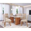 Ver imagem 1 de Conjunto Sala de Jantar 8 Lugares Retangular Tampo de Vidro/MDF Ester Cadeiras Juliana Marrom/Cinamo