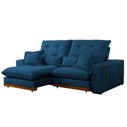 Sofá Toronto 4 Lugares Retrátil e Reclinável 250cm Tecido Veludo Di Vitrine Cor Azul - 1