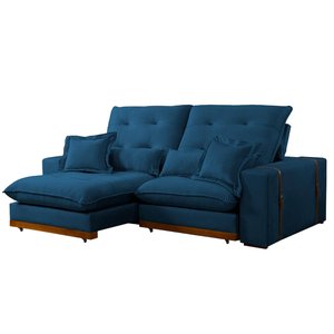 Sofá Toronto 4 Lugares Retrátil e Reclinável 250cm Tecido Veludo Di Vitrine Cor Azul