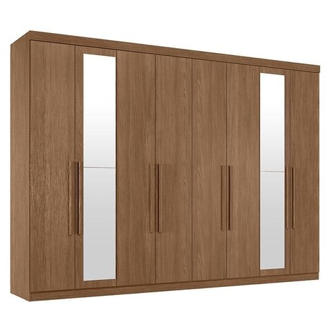 Guarda Roupa Casal 8 Portas 4 Gavetas Master New com Espelho Jatobá Acetinado - Santos Andirá