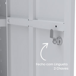 Armário de Aço 2 Portas 4 Prateleiras com Chave AP409SL - 8