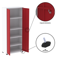 Armário de Aço 2 Portas 4 Prateleiras com Chave AP409SL - 8