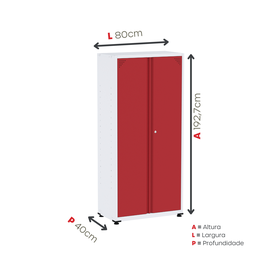 Armário de Aço 2 Portas 4 Prateleiras com Chave AP409SL - 5