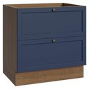 Ver imagem 1 de Balcão de Cozinha 80 cm 2 Gavetas (sem Tampo) Rustic/Azul Vik Madesa