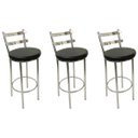 Ver imagem 1 de Conjunto 3 Banquetas Rafaela - Redonda Altura 65cm para Bar e Cozinha Cromada com Assento Confortáve