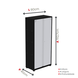 Armário de Aço 2 Portas 4 Prateleiras com Chave AP409SL - 5
