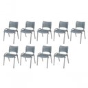 Ver imagem 1 de Cadeira Iso Base Cinza, Igreja, Escola, Escritório -cinza Kit 9 Peças